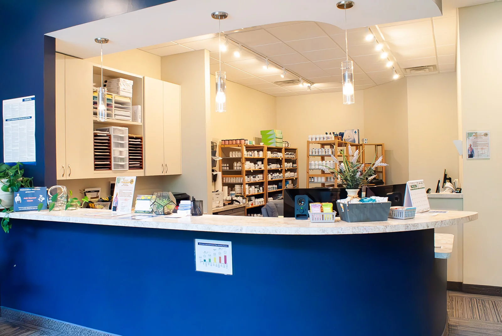 Front desk and reception area at Restorative Wellness Center